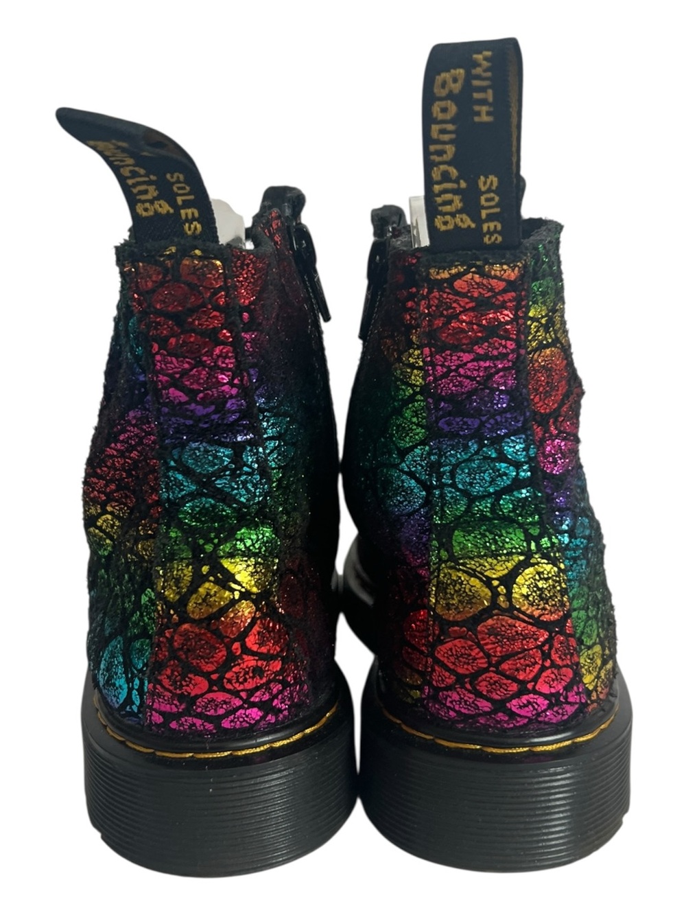 Dr Martens 1460 Pascaly Black + Rainbow Spot Metallic Suede Size 6 - Picture 5 of 13